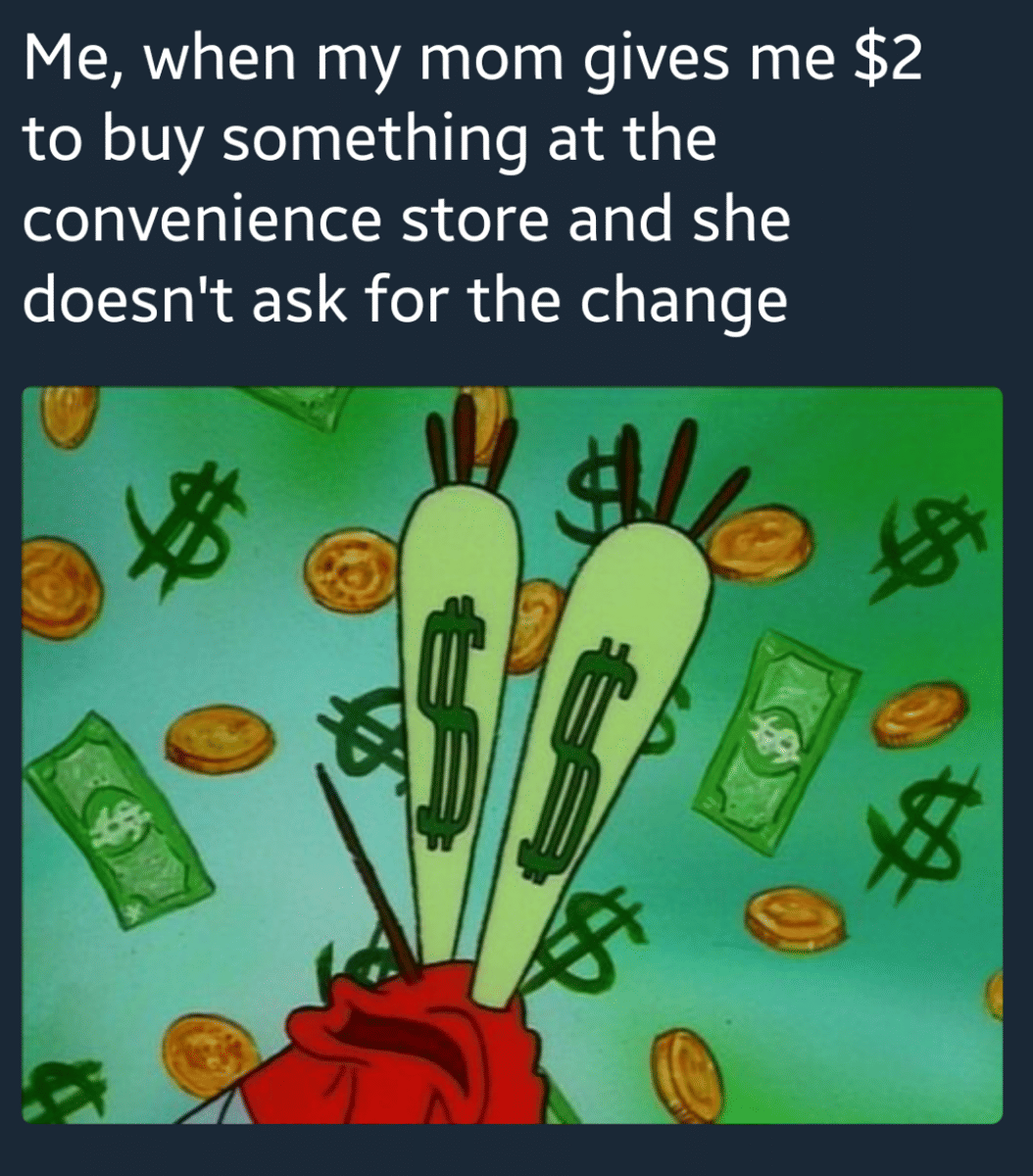 meme SpongeBob tentang uang koin