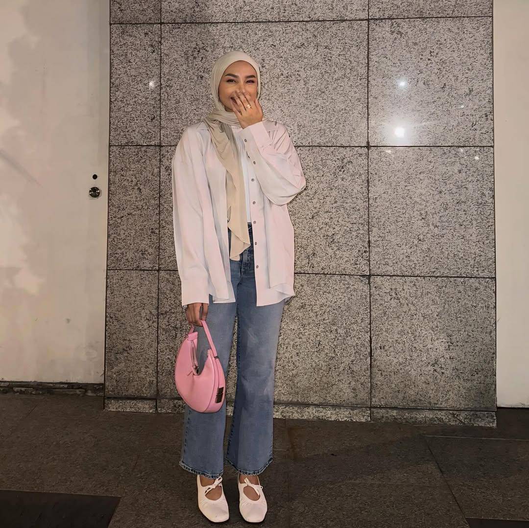 OOTD kasual dengan hijab pasmina