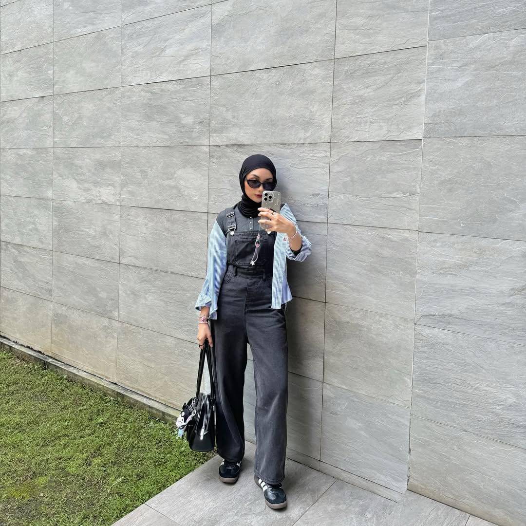 OOTD kasual dengan hijab pasmina