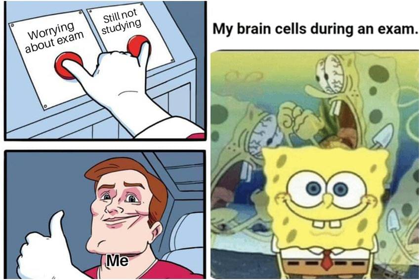 kolase meme kartun tentang ujian