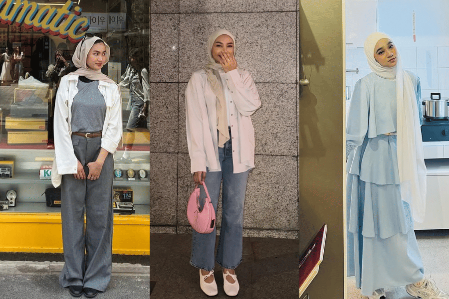 OOTD kasual dengan hijab pasmina
