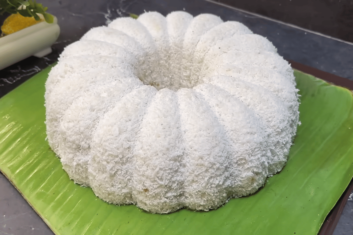 ilustrasi kue putu ayu kukus gula merah