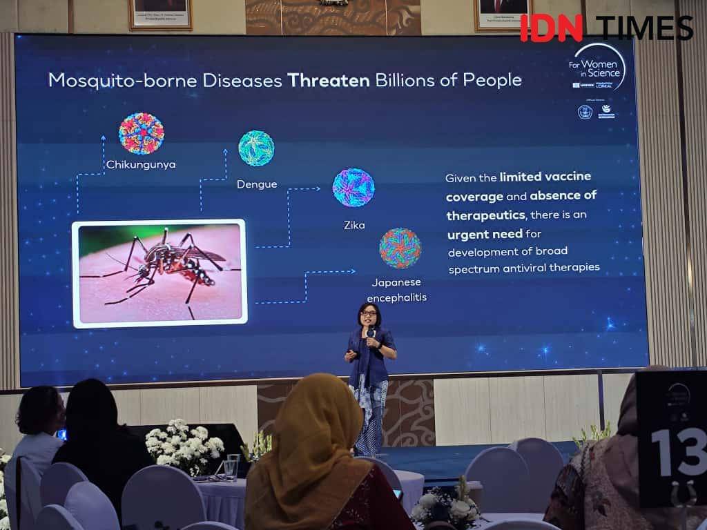 Anak Agung Dewi Megawati, Ph.D. di momen L’Oréal–UNESCO For Women in Science National Fellowship 2025 Award Ceremony pada Selasa (12/11/2025) di Ruang Auditorium Graha Diktisaintek, Kementerian Pendidikan Tinggi, Sains, dan Teknologi.