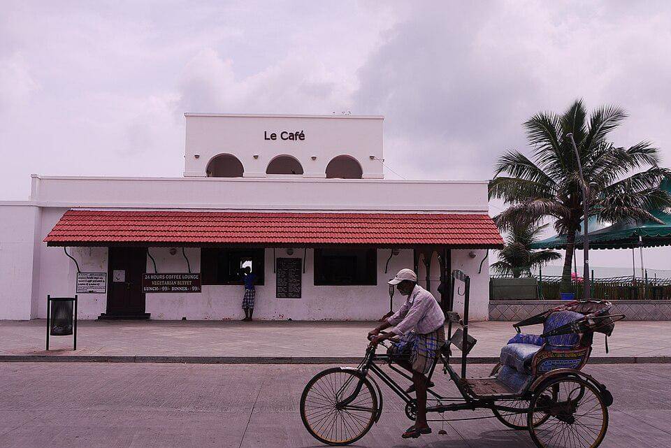 French cafe on the beach in Pondicherry 
