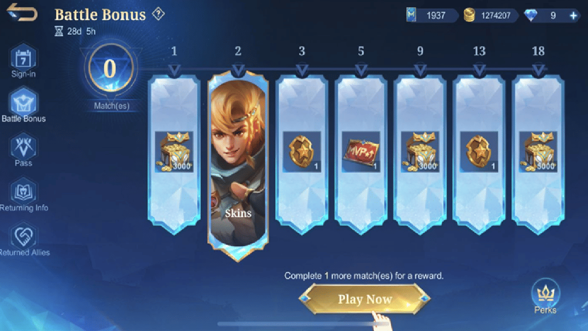 event Battle Bonus berhadiah skin