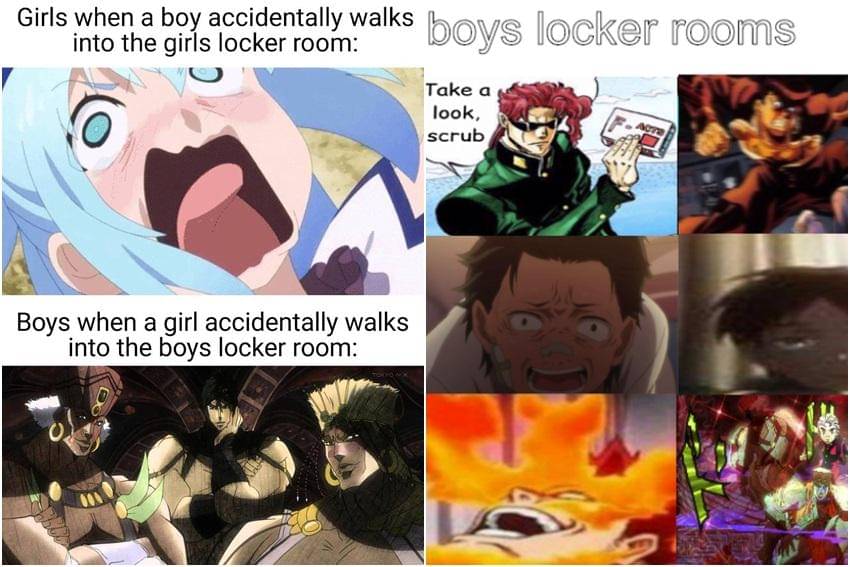kolase meme anime tentang ruang ganti