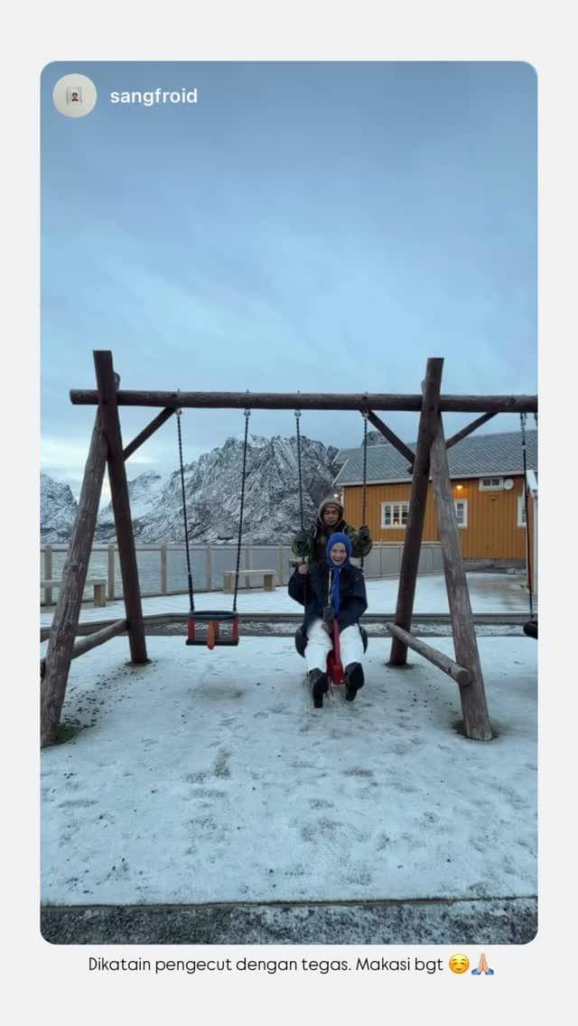 potret Enzy Storia dan sahabat mengunjungi Kepualauan Lofoten