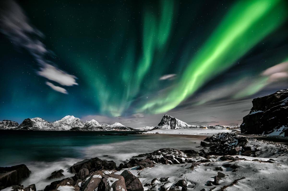 ilustrasi aurora borealis di Norwegia