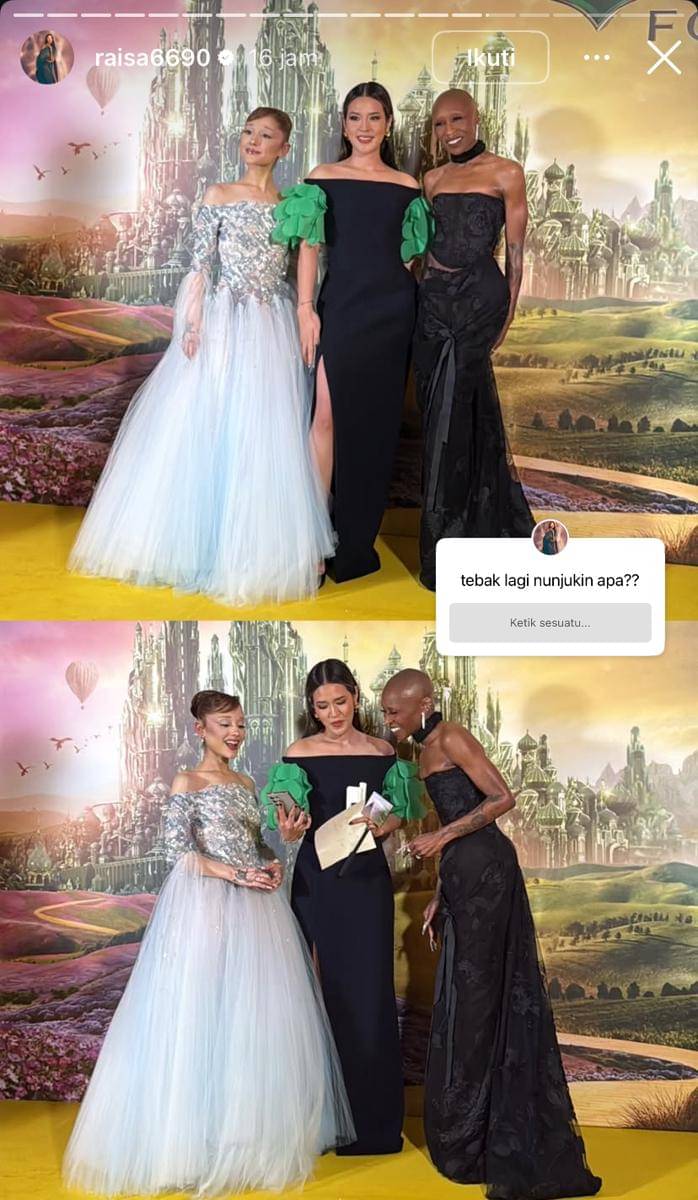 potret Raisa di gala premier Wicked: For Good di Singapura