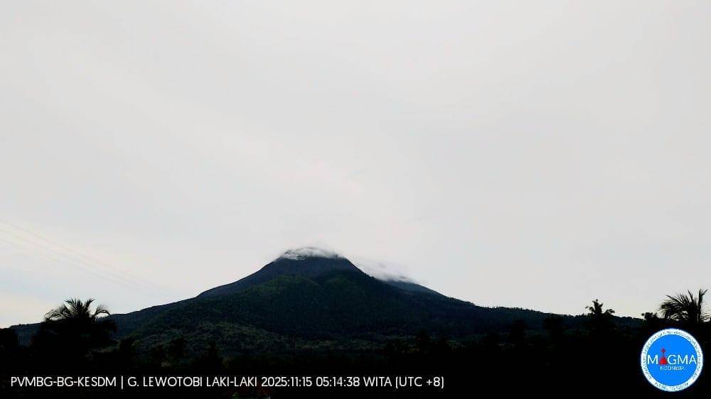 Tangkapan visual Gunung Api Lewotobi Laki-laki Sabtu (15/11/2025). (Dok PPGA Lewotobi Laki-laki)