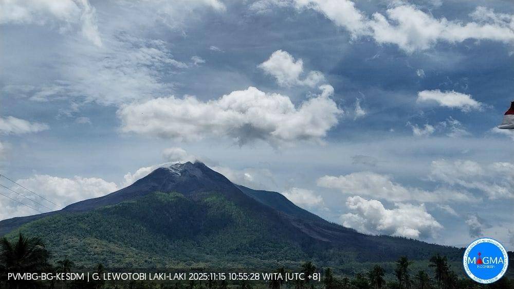 Tangkapan visual Gunung Api Lewotobi Laki-laki Sabtu (15/11/2025). (Dok PPGA Lewotobi Laki-laki)