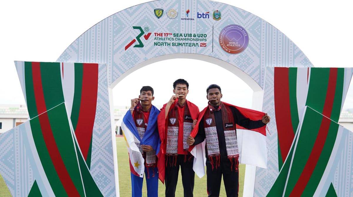 Atlet Indonesia meraih emas dan perunggu di SEA U-18 dan U-20 di Stadion Madya Atletik Sumut, Sabtu (15/11/2025) (dok.PASI)