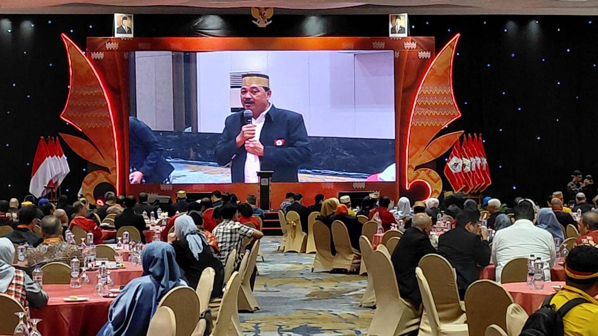 Suasana Musyawarah Kerja Nasional (Mukernas) Kerukunan Keluarga Sulawesi Selatan (KKSS)KKSS di Claro Hotel Makassar, Jumat (14/11/2025). (IDN Times/Aan Pranata)