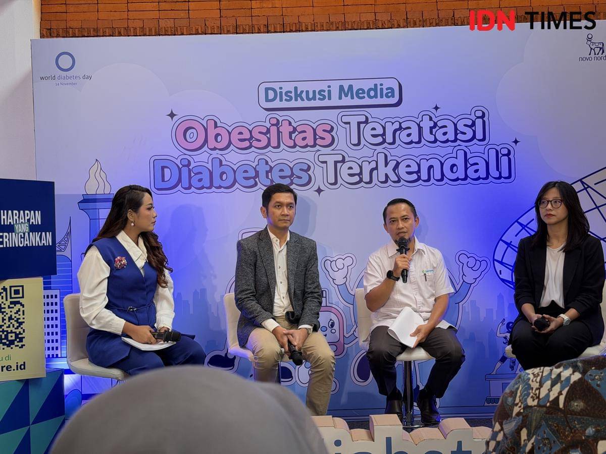 Diskusi media dalam rangka Hari Diabetes Sedunia Obesitas Teratasi, Diabetes Terkendali, di Jakarta pada Kamis (13/11/2025).