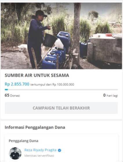 campaign SAUS (Sumber Air Untuk Sesama) di kitabisa.com