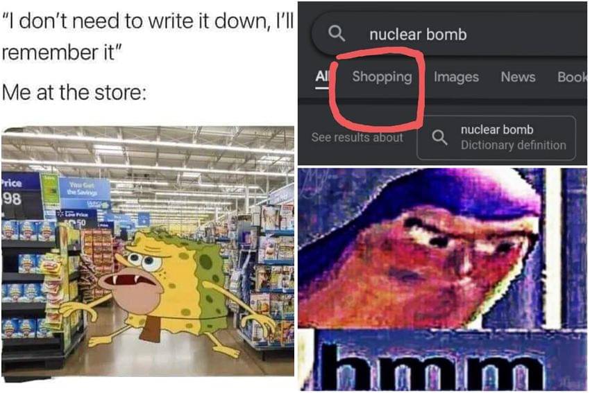 kolase meme kartun tentang belanja