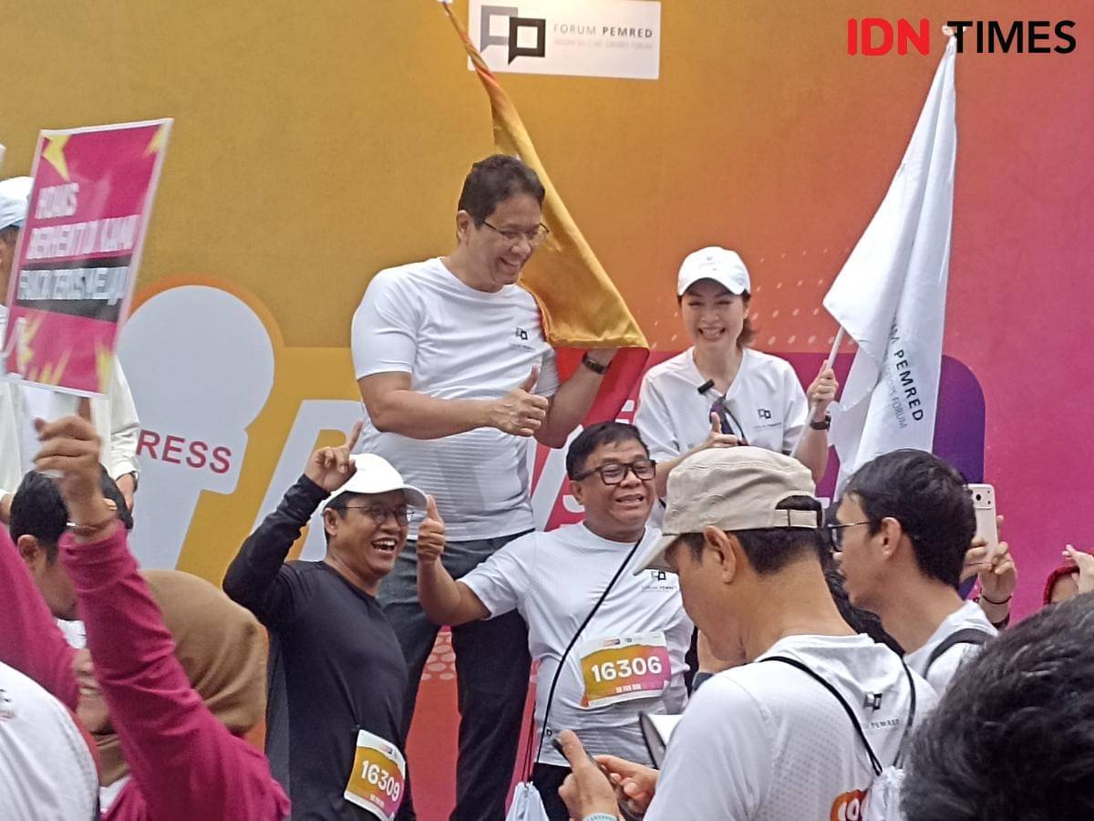 Menkeu Purbaya Yudhi Sadewa di acara Run For Good Journalism 2025 by Forum Pemred