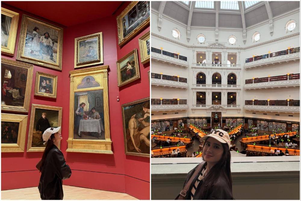 Potret Tissa Biani ke Galeri Seni dan Perpustakaan di Melbourne