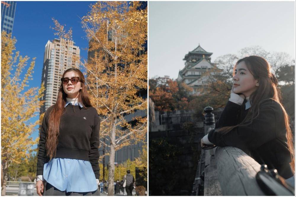 Potret Felicya Angelista liburan akhir musim gugur di Jepang