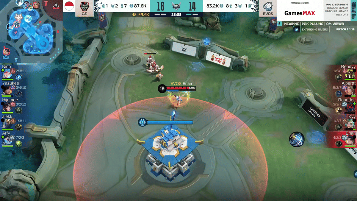 strategi split push saat AE melawan EVOS di MPL ID S16