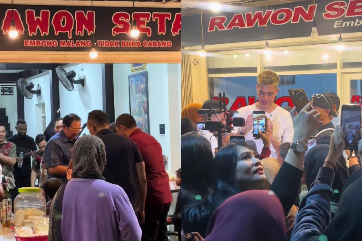Potret Presiden RI ke-6 Susilo Bambang Yudhoyono dan selebgram Aisar Khaled makan di Rawon Setan
