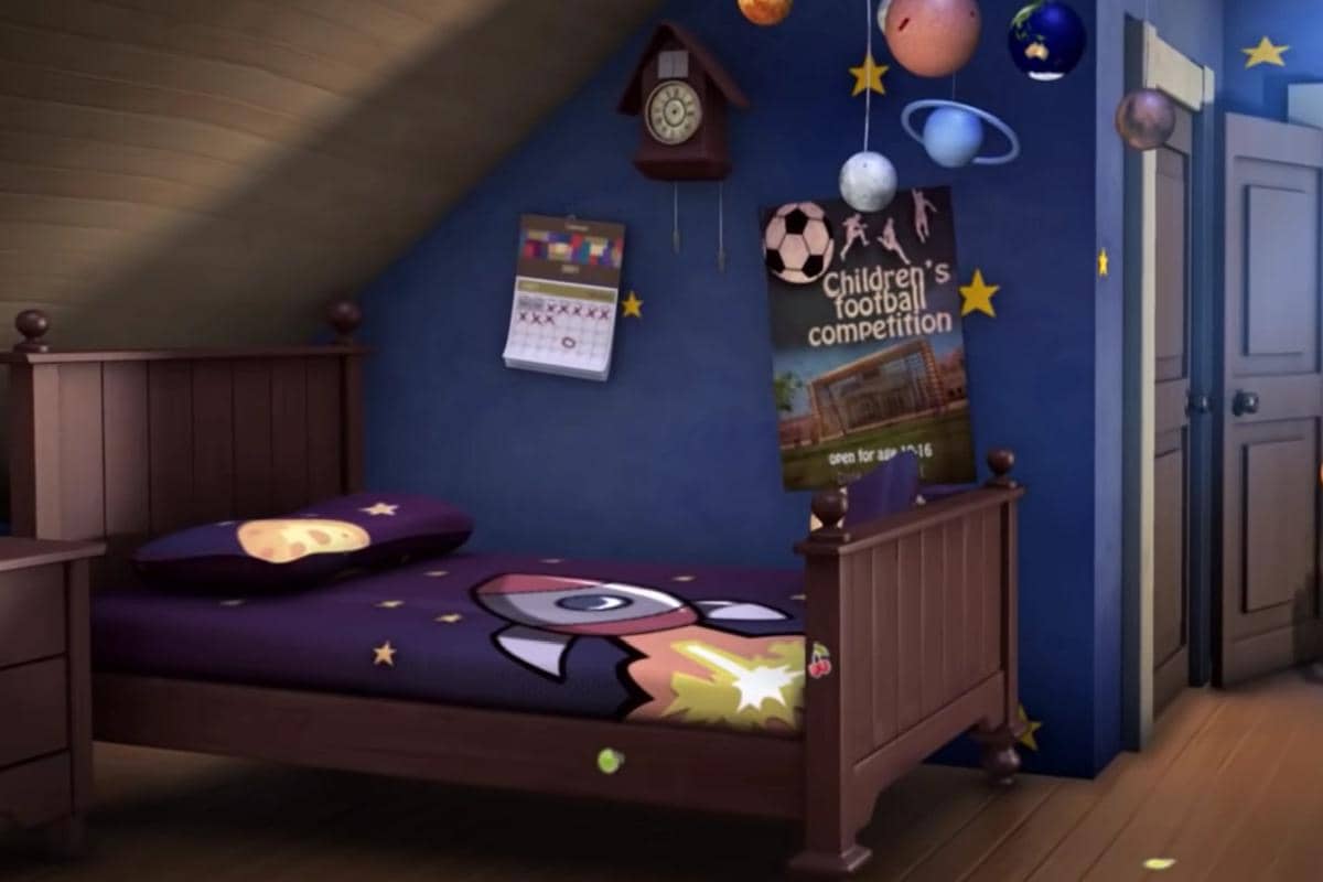 ilustrasi memakai sprei bertema dunia luar angkasa