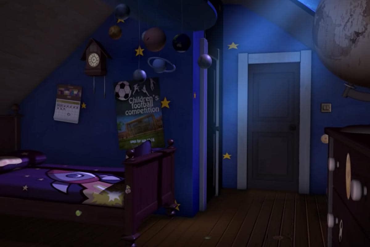 kamar tidur BoBoiBoy didominasi warna biru tua