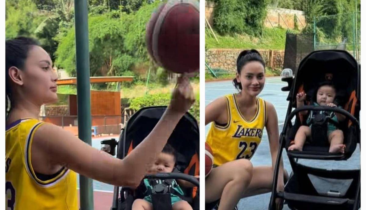 potret Erika Carlina main basket setelah lahiran