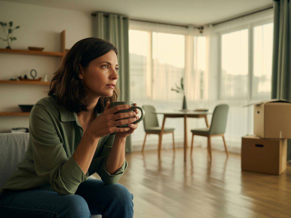 ilustrasi seorang wanita duduk termenung