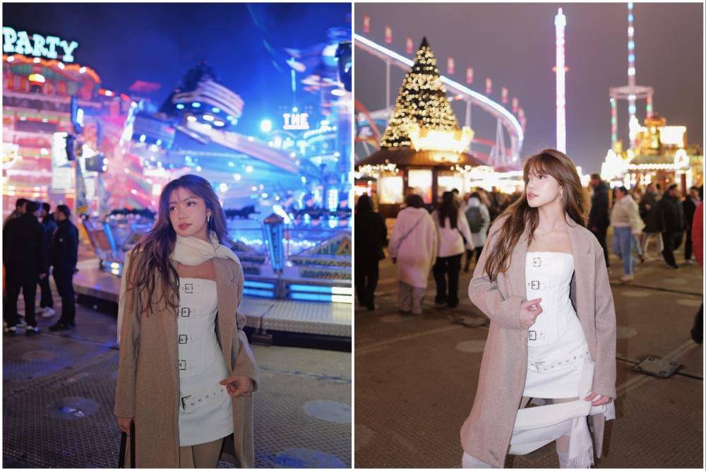 Potret Regina Phoenix Menghabiskan Malam di Winter Wonderland