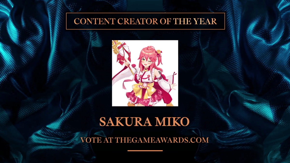 Sakura Miko nominasi Content Creator of the Year. (Dok. The Game Awards) 