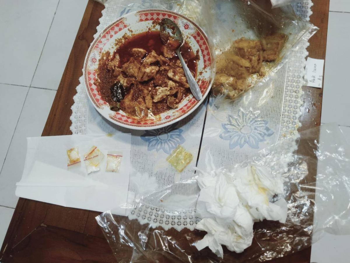 Sabu diselundupkan dalam makanan sambal tahu.