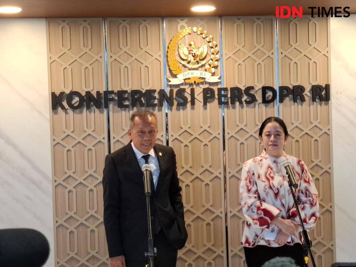 Puan Maharani dan Saan Mustopa jumpa pers di Gedung DPR RI