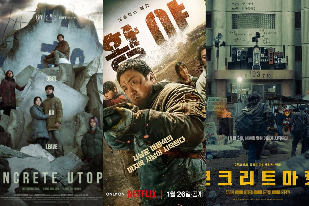 poster film Concrete Utopia, Badland Hunters, Concrete Market 