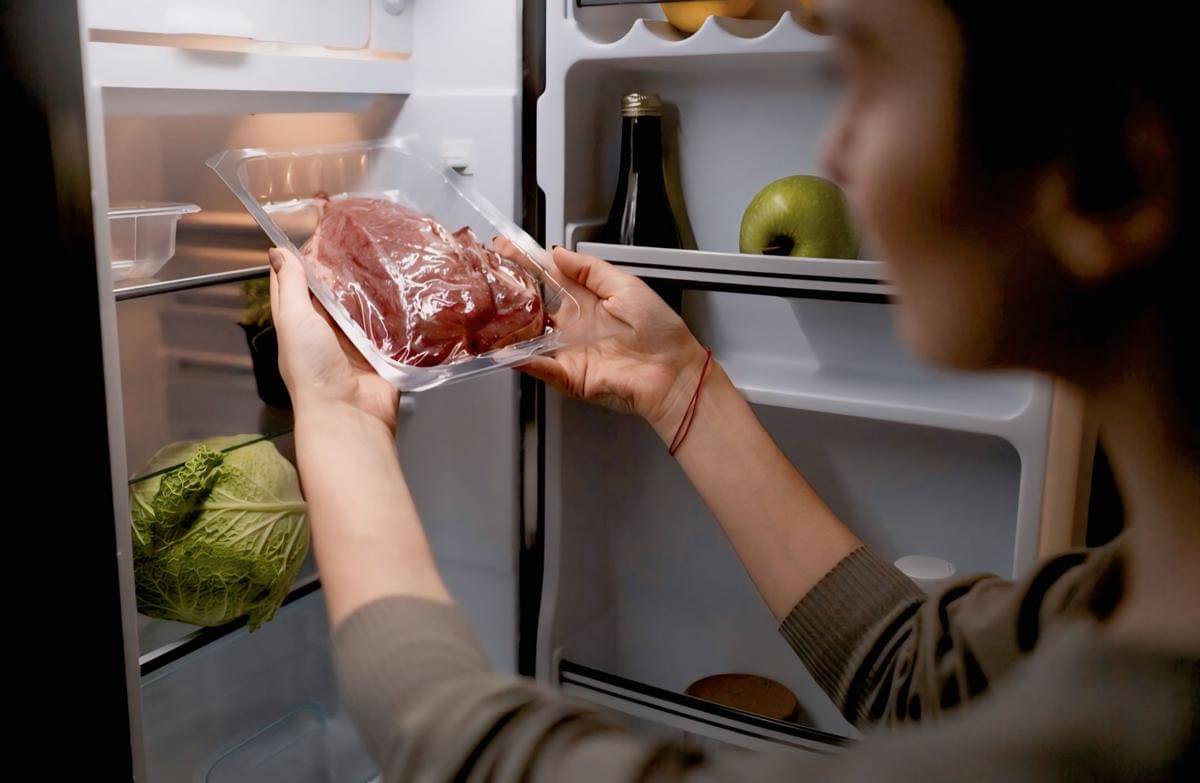 ilustrasi memasukkan daging ke freezer