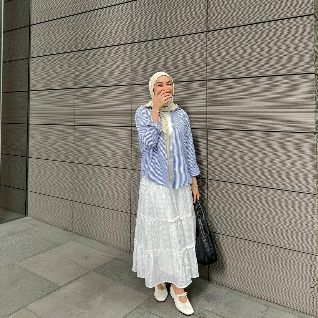 padu padan OOTD blue sky untuk hijabers