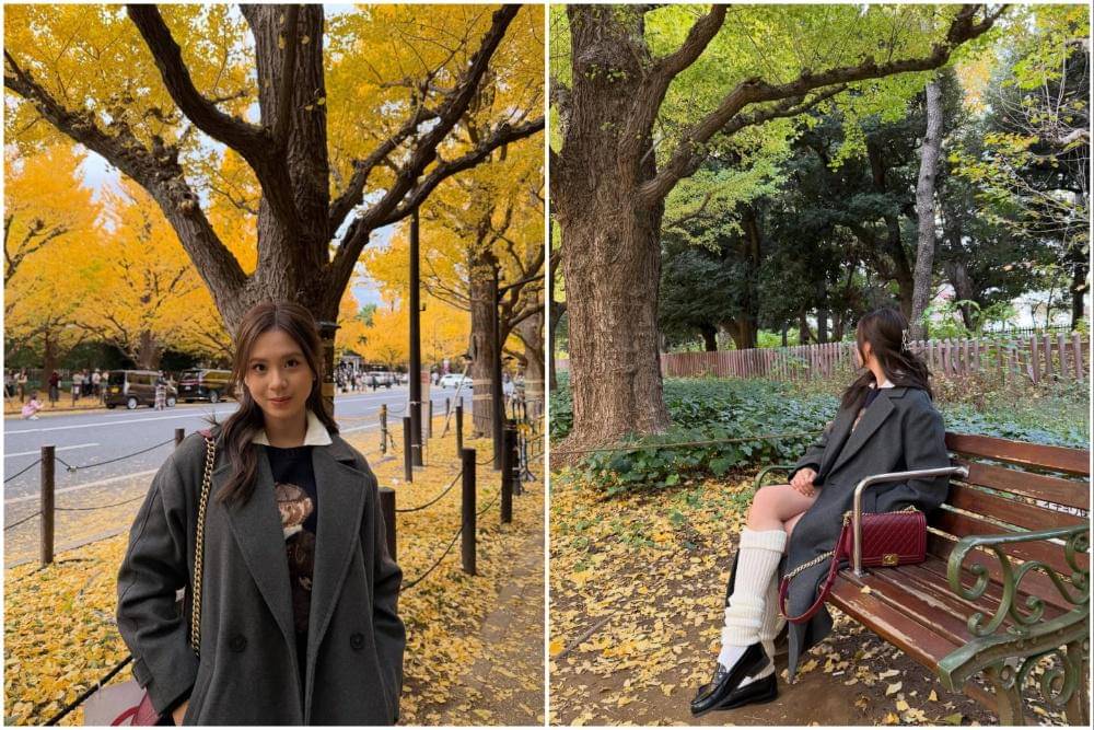 Zee Asadel menikmati musim gugur di Meiji Jingu Gaien, Tokyo.
