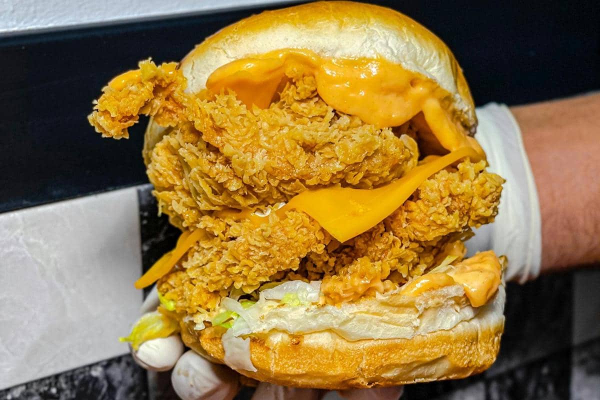 ilustrasi crispy chicken untuk patty burger 