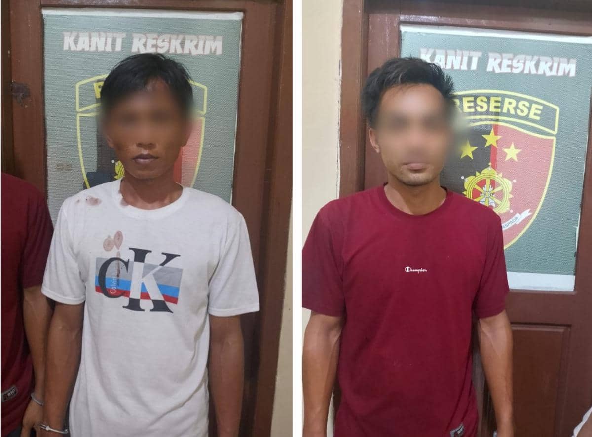 Dua pelaku curas di Jalintim Muba saat diringkus Polsek Babat Supat.
