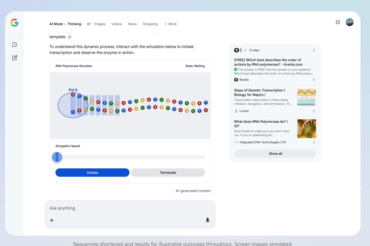 Gemini 3 Pro menciptakan simulasi interaktif sederhana untuk memahami konsep RNA