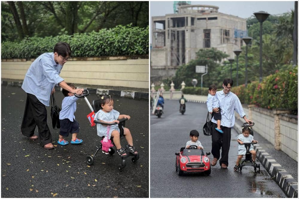 Potret Na Dehoon jalan-jalan sore bareng trio Na.