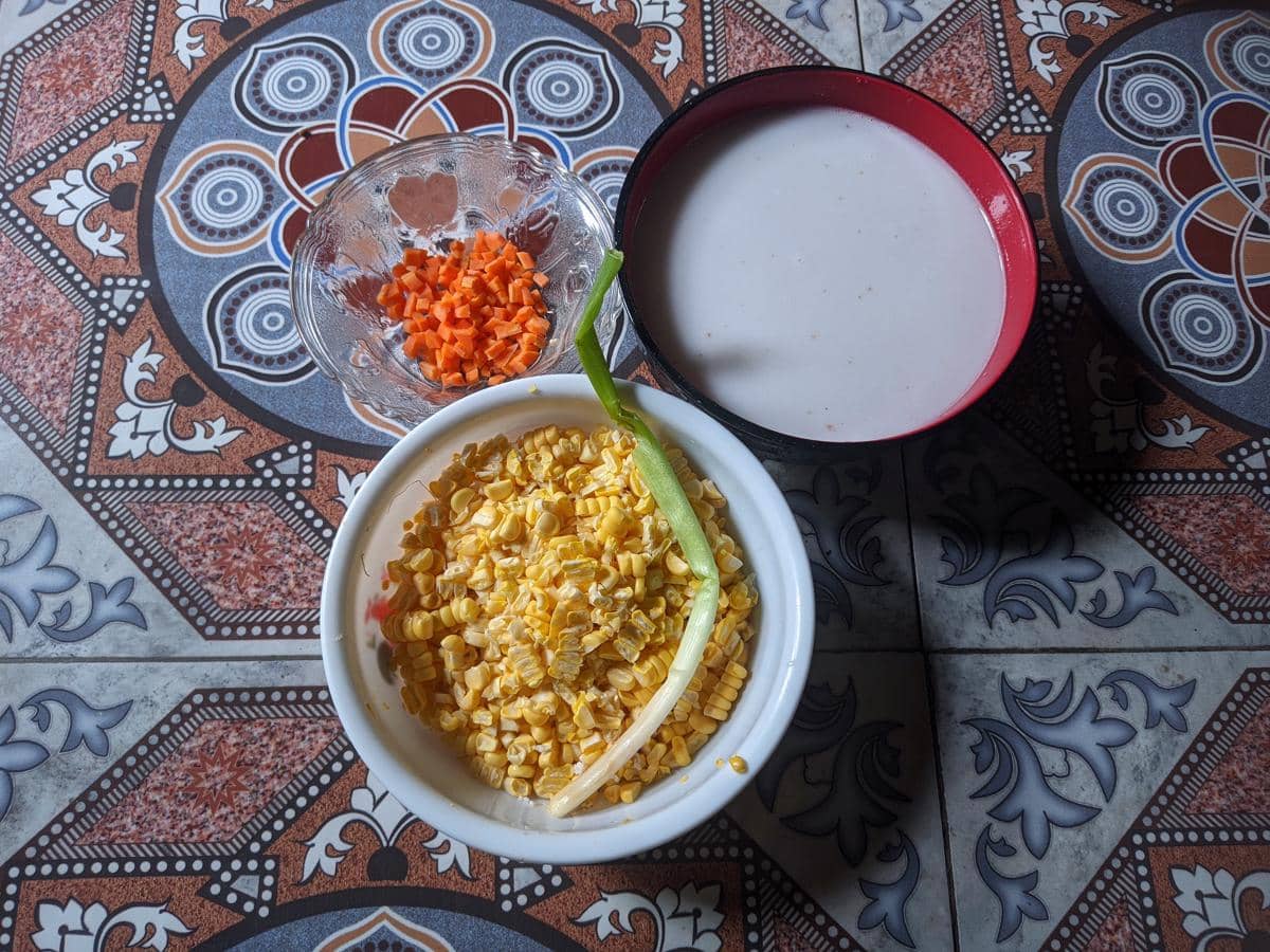 Bahan-bahan untuk membuat bubur jagung