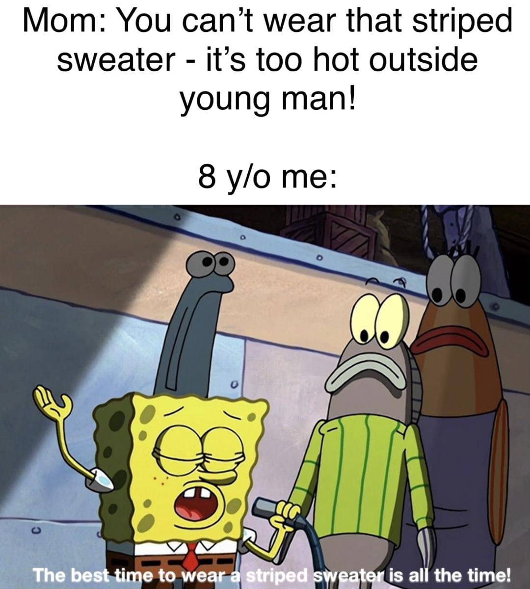 meme SpongeBob tentang sweater