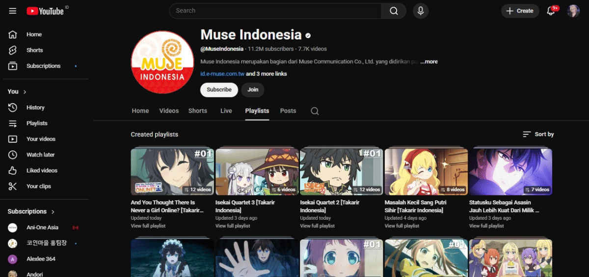 Kanal YouTube Muse Indonesia