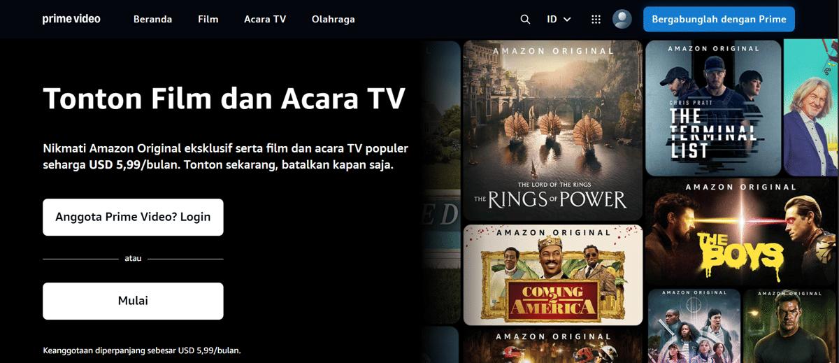 Biaya langganan Prime Video