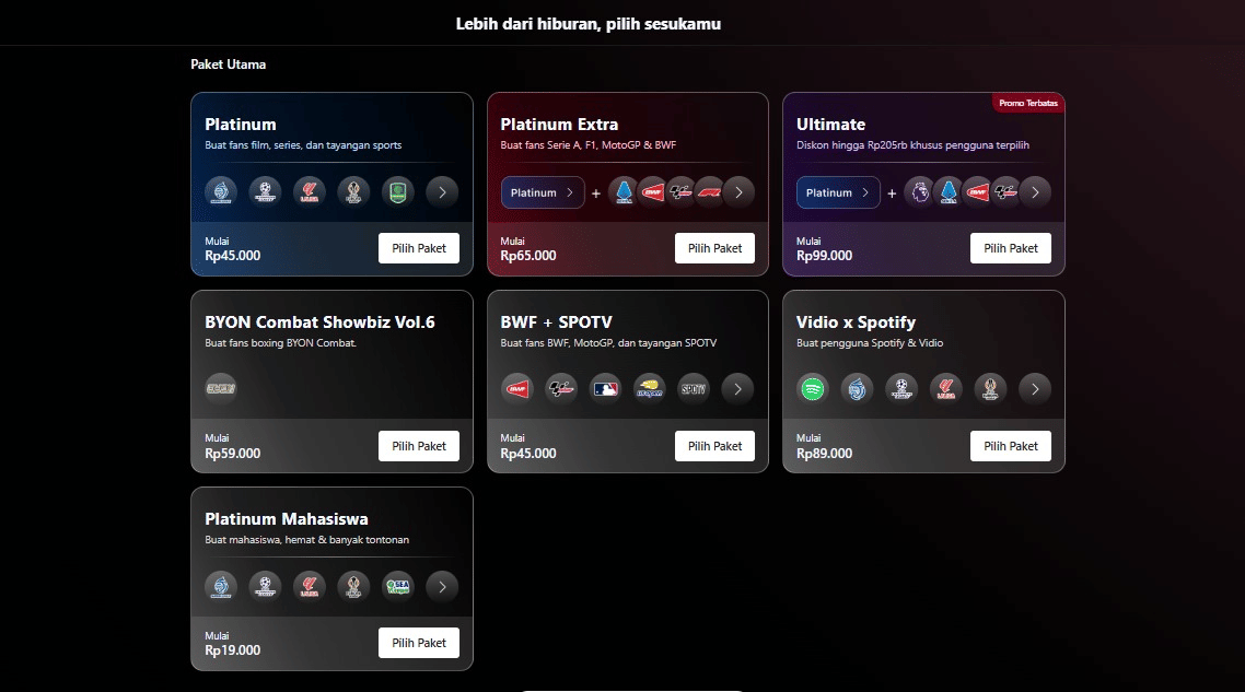 biaya langganan Vidio