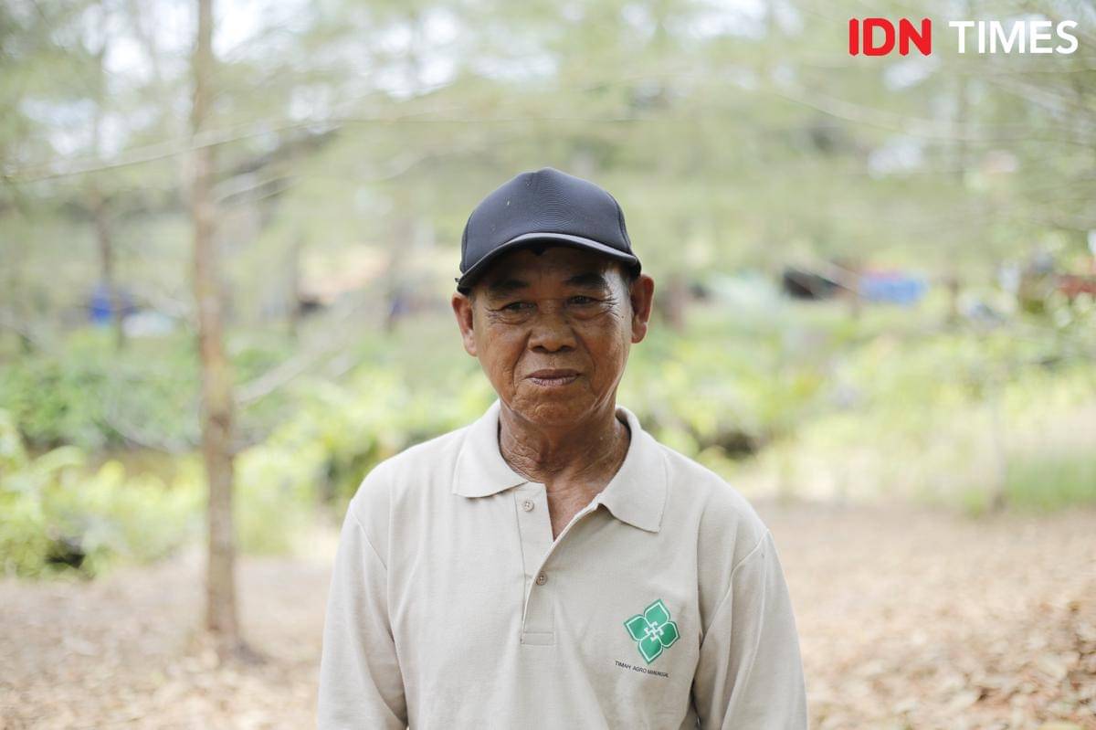 Mahmud, warga lokal yang dilibatkan sebagai pekerja di Kampoeng Reklamasi Air Jangkang (IDN Times/Doni Hermawan)