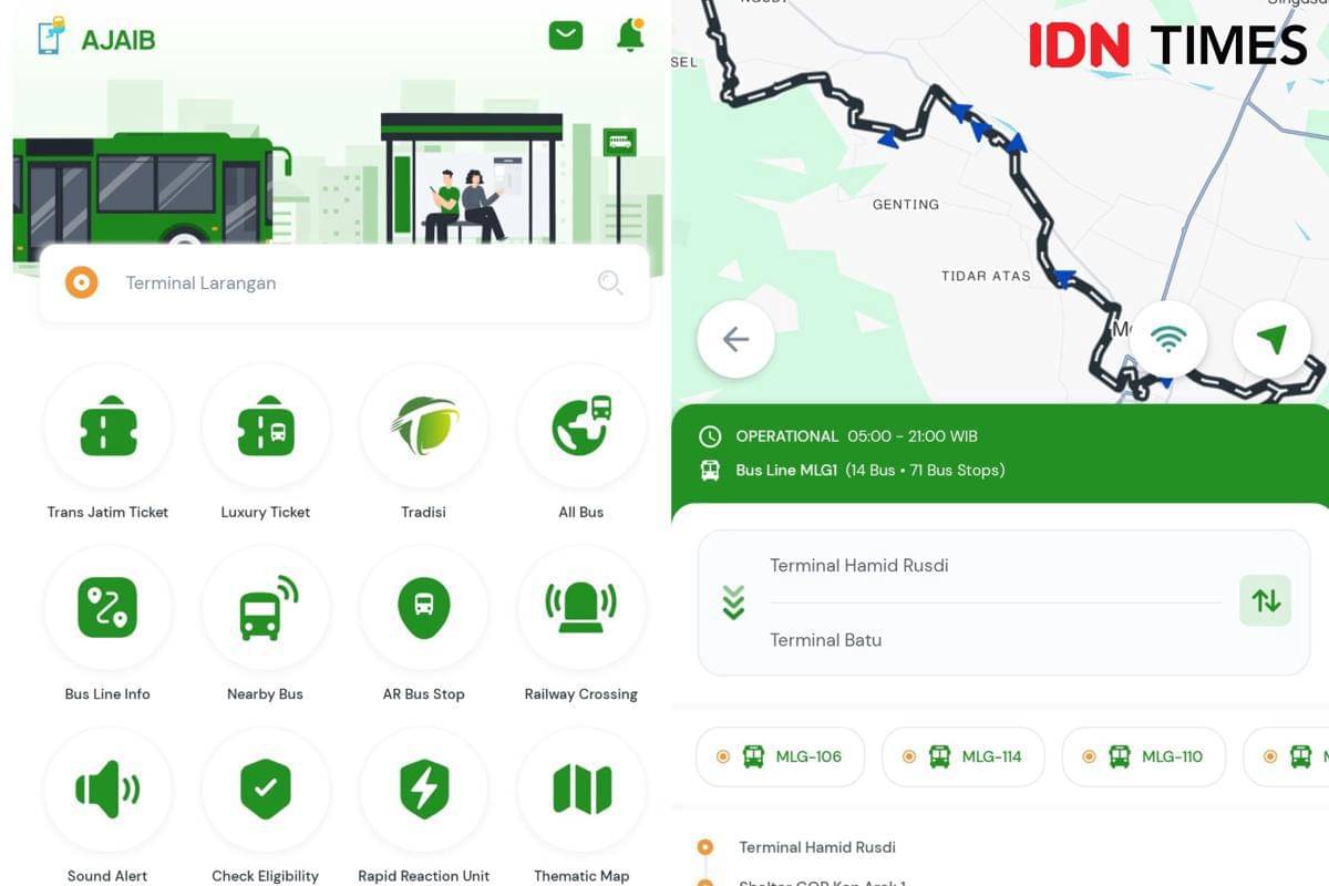 Tangkapan layar aplikasi TransJatim-Ajaib