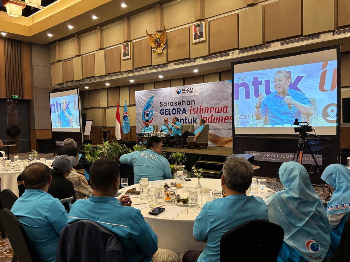 Sarasehan Partai Gelora DIY dan Jateng, di Harper Malioboro, Kamis (20/11/2025) malam. (IDN Times/Herlambang Jati Kusumo)