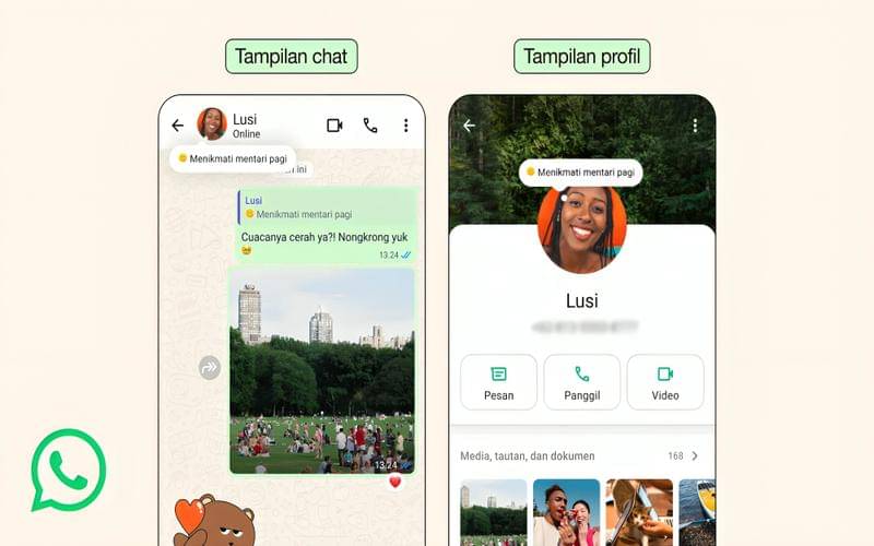 ilustrasi fitur About di WhatsApp yang mirip Instagram Notes